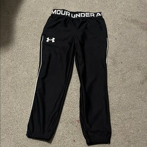 Under Armour Kids Black Joggers with White Accents